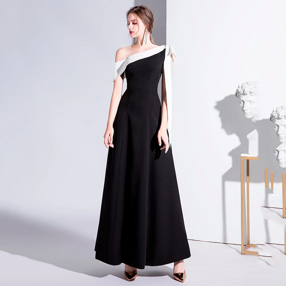 Women Prom Dresses One-Shoulder Sexy Floor-Length Evening Dresses A-LINE SATIN Prom Dress