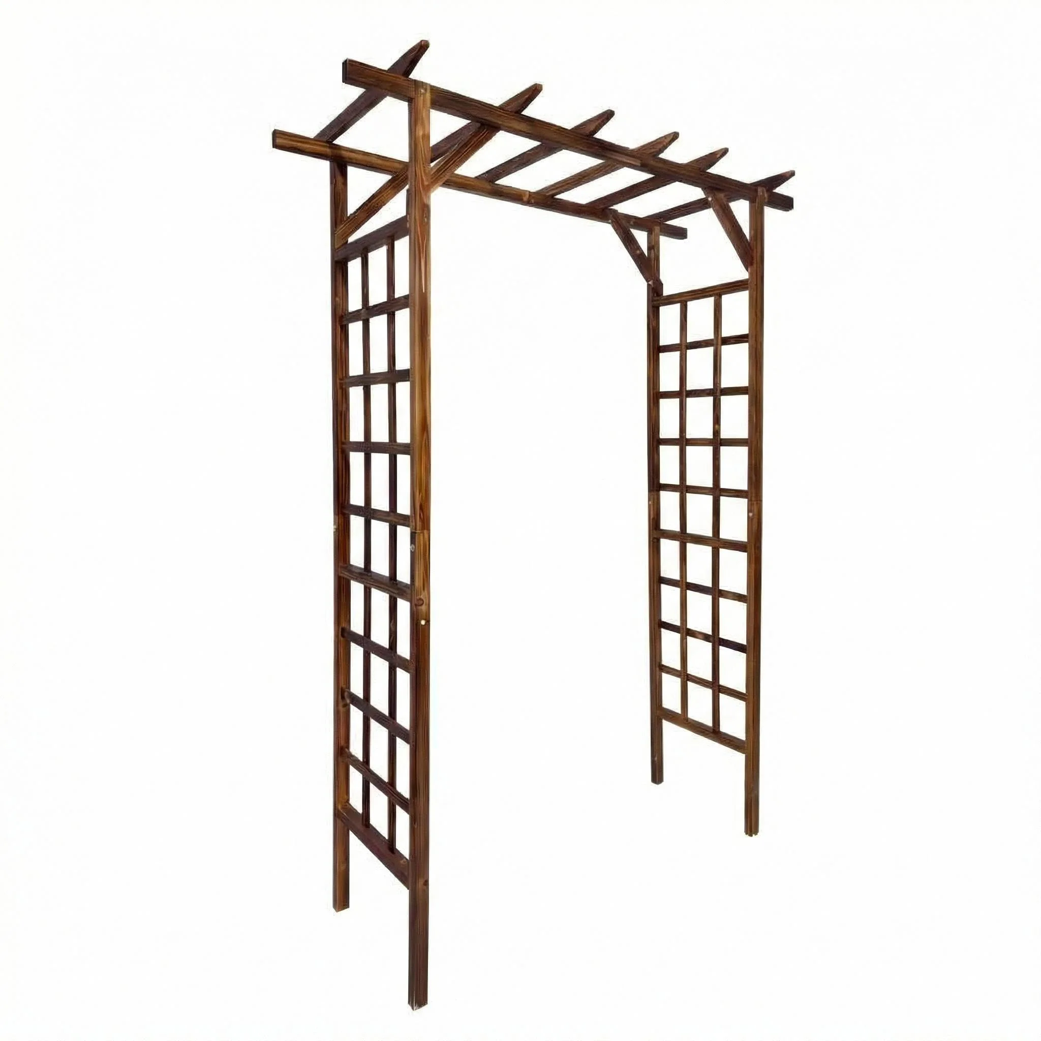 Holz-Gartenbogen mit flacher/bogenförmiger Oberseite, Outdoor-Gartenbogen für Kletterpflanzen, ideal für Hochzeitszeremonien und Partydekoration – Detail 14
