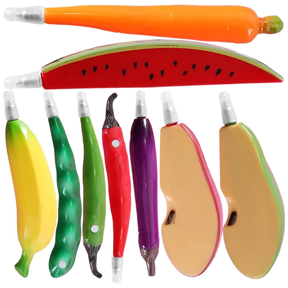 

9 Pcs Pen Fruit Ballpoint Student Portable Fence Kids Christmas Pens Magnet Design