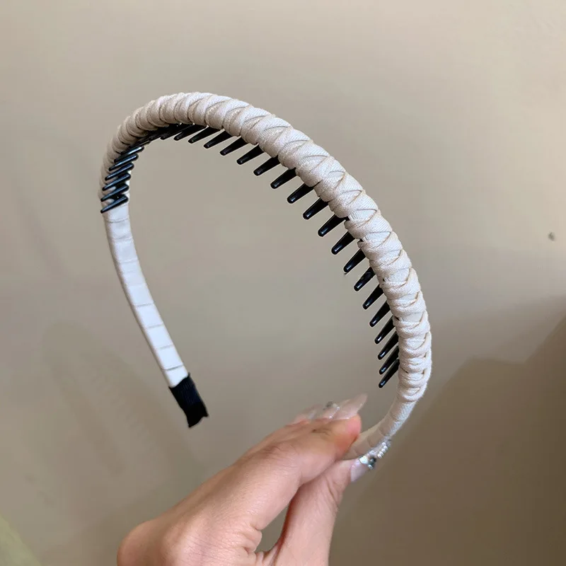 Mehrfarbiges Zahnkamm-Stirnband, rutschfestes Haarband für Frauen, Stoff-Twist-Haarreifen, Clips, Waschgesicht, Make-up-Haar-Accessoires – Detail 13