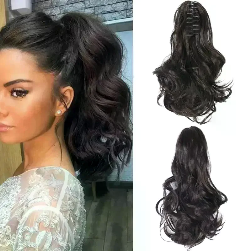 Extension per Coda di Cavallo con Clip, Capelli Sintetici Ricci e Ondulati, 15 Pollici, per Donne e Ragazze - immagine 2