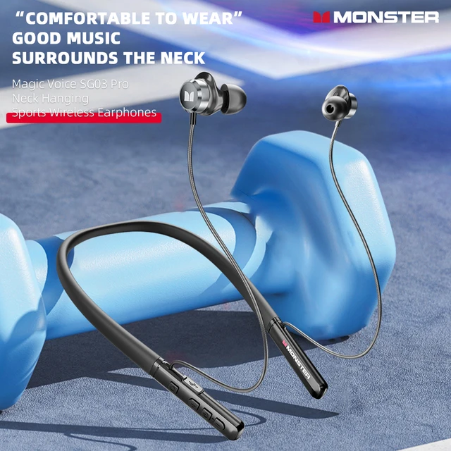 Monster AIRMARS SG03PRO Gaming Wireless Headphones Bluetooth 5.3 Heavy Bass Music Sport Neckband Headset HD Call Stereo Earphone