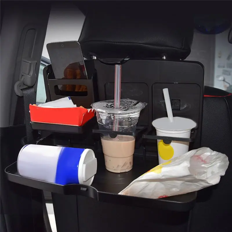 자동차 다기능 디너 플레이트 블랙 디너 플레이트 접이식 식탁 자동차 트레이 범용 자동차 용품