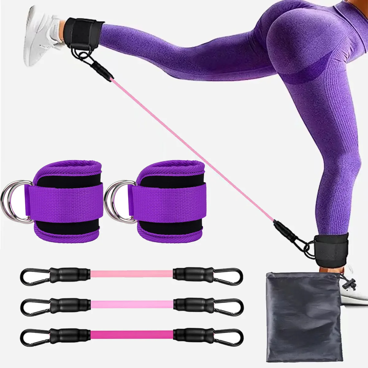 Ankle Straps Resistance Band Set Fitness Yoga Elastic Bands Hip Booty Thigh Squat Gym Leg Strength Ankle Cuff For Cable Machines
