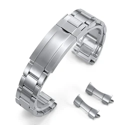 Sleek Stainless Steel Watch Strap: Curved or Straight End Universal Bracelet, 20mm - 22mm - 22mm (Silver)