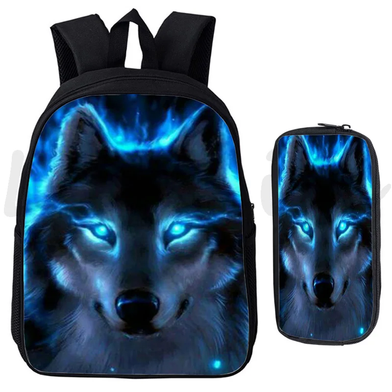 

Animal Lion Wolf Backpack Students 2 Pcs Set Book Bags Pen Bags Boys Girls School Bags Teens Travel Bags Casual Rucksack Mochila