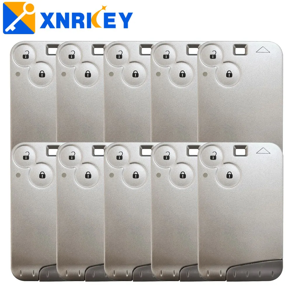 XNRKEY 2 Button 10pcs Smart Card Key PCF7926 Chip 433Mhz With Words Without Logo Grey Blade for Renault Laguna Remote Car Key