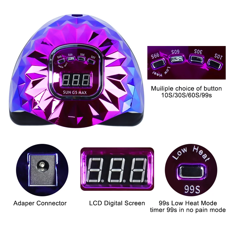전문가용 45 LED 네일 램프 충전식 네일 드라이어 네일 젤 폴리쉬 경화 램프 4단계 타이머 및 자동 센서 내장 네일 살롱 도구
