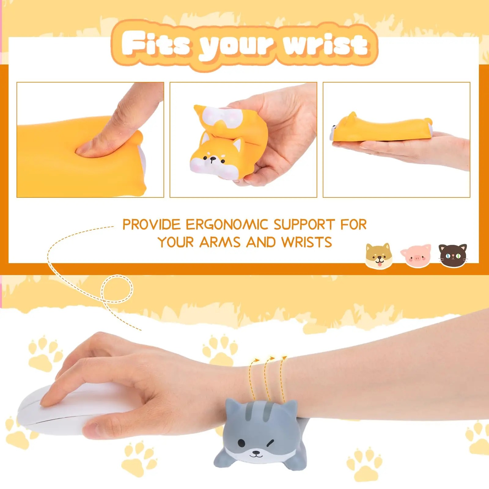 Cute Squishy Wrist Rest Support for Mouse Keyboard Computer Desk Ergonomic Office Supplies Slow Rising PU Mouse Pad for Workers 6