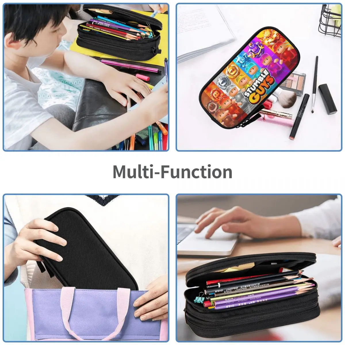 Large-capacity Pencil Case Stumble Guy Office Supplies Double Layer Pencil Box Girl Make Up Bag Suprise Gift 5