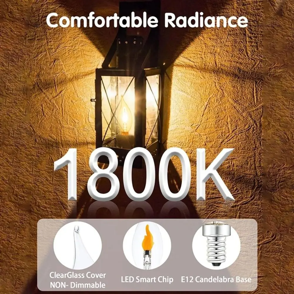 실제 유리 LED 불꽃 전구 E12/E14/E27 PVC 분위기 장식 전구 110V 220V 깜박이는 불꽃 효과 조명 레스토랑용