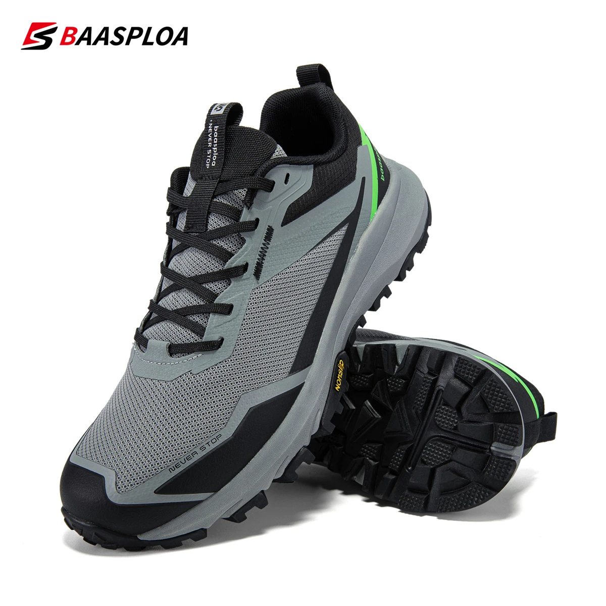 Baasploa Men Hiking Shoes Fashion Lightweight Outdoor Sneakers Breathable for Men Anti-Skid Wear-Resistant