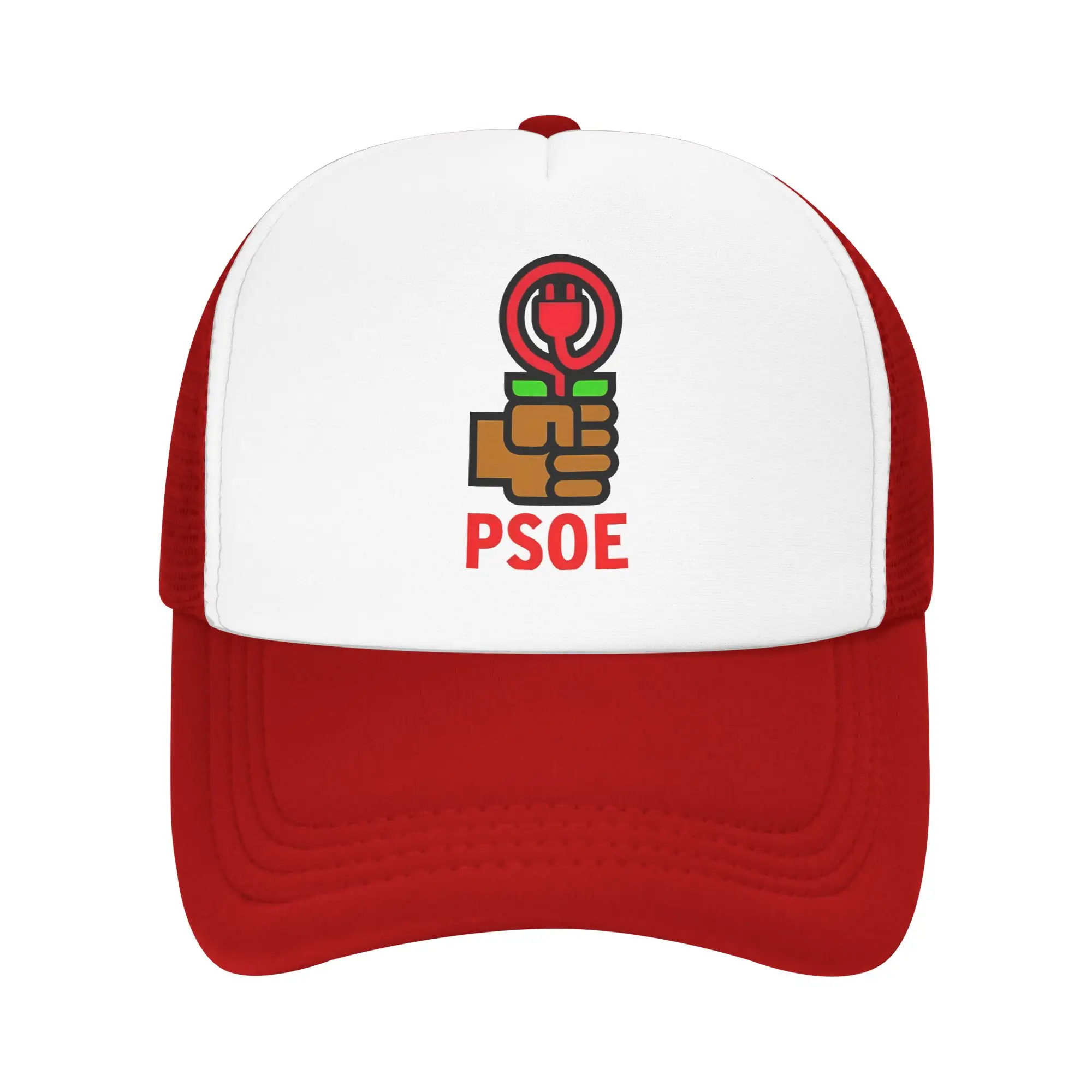 PSOE Logo Pedro Sanchez Baseballkappe für Männer und Frauen, Sommer, atmungsaktives Mesh, seitliche Hüte, Kappen, verstellbare Passform für lässige Kopfbedeckung