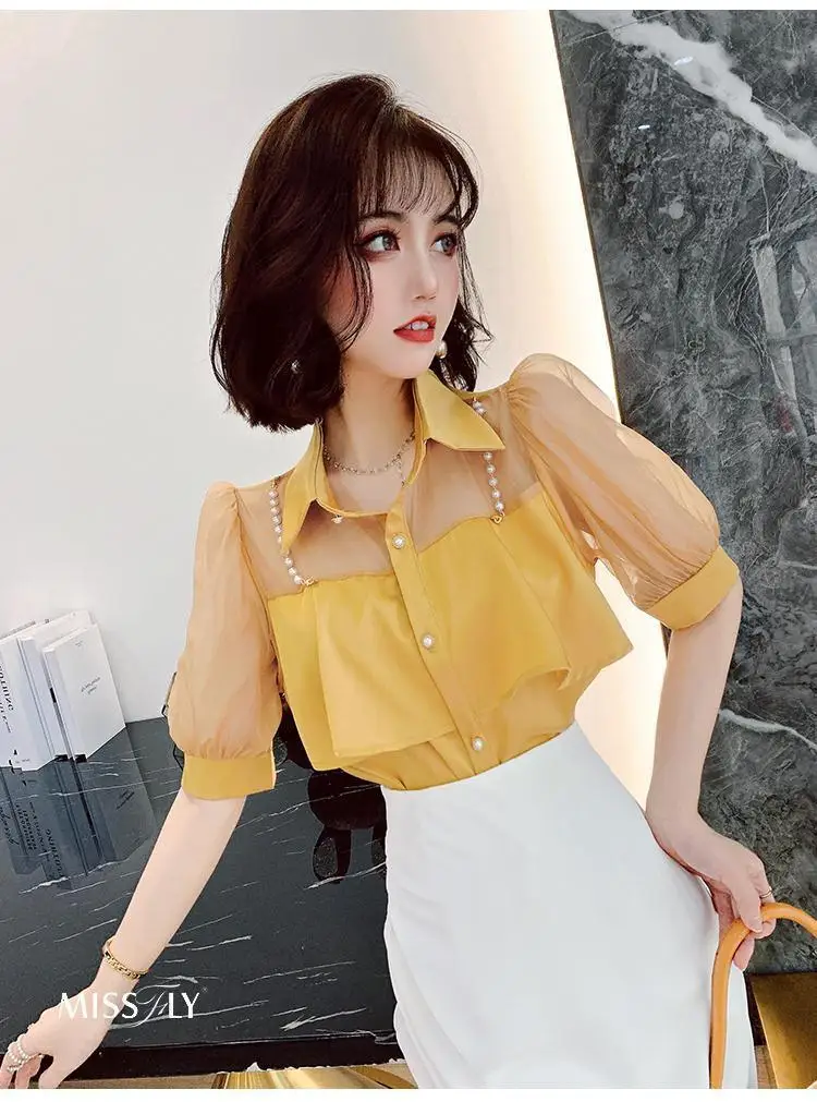 Blouse Chemisier Femme Soirée Chemise Blanche à Manches Longues