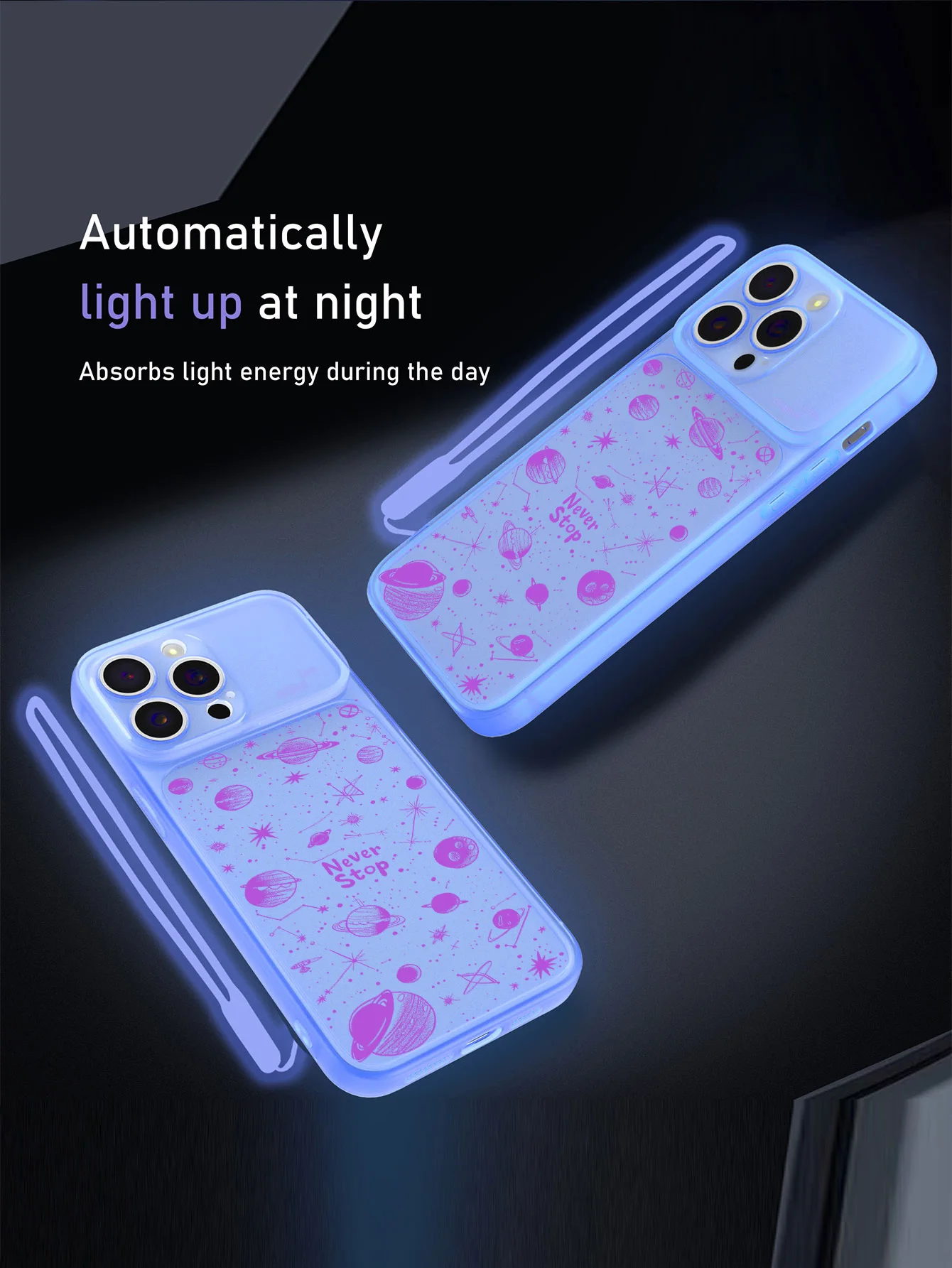 Luminous Shockproof Night Light Phone Case with Large Clear Window