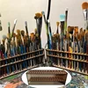 1pc Spacious Modern Wooden Paint Brush Holder-Multi-Slot Organizer with Removable Art Pen Holder,Durable Artist Tool Storage 3