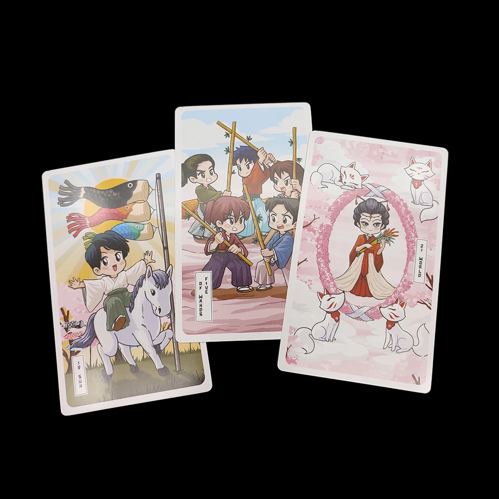 12CMX7CM The Sakura Spring Divination Tarot V2 with Guidebook where Japanese traditional characters come to life in a playful 2
