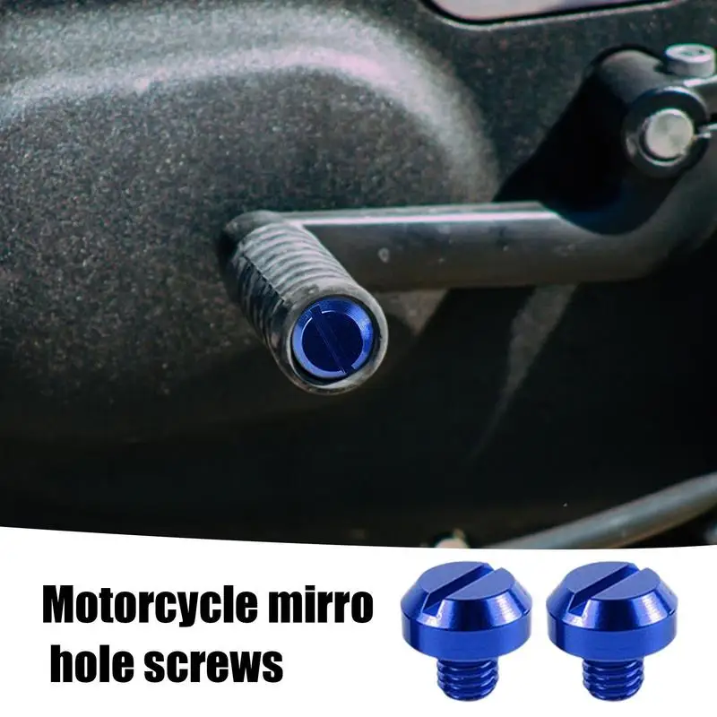Motorcycle Mirror Plugs 8M/10M Portable Mirror Screws Motorcycle Rearview Plugs 2PCS Aluminum Alloy Colorful Screw Accessories For Motorcycles