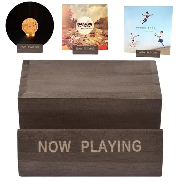 A Cds Lemezállvány Most Játszik Fa Vinil Asztallap Tartóit. Minimalista Otthoni Dekoratív Díszek