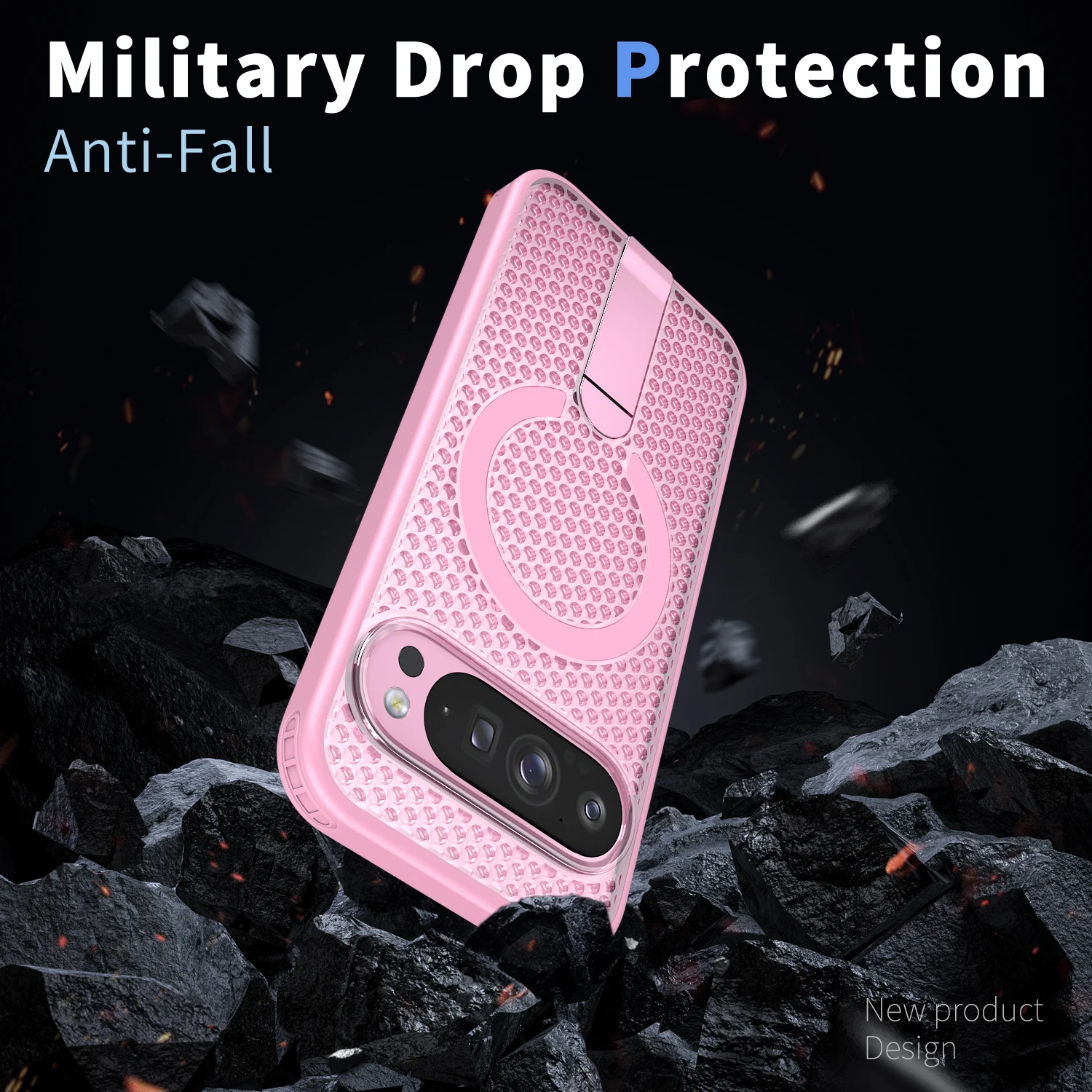 Luxury Magnetic Stand Bracket Shockproof Tough Phone Case with Heat Dissipation