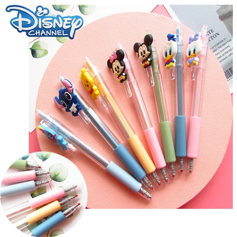 1/7PCS Disney Mickey Minnie Neutral Water Pen New Cute Cartoon Fashion Students Study Office Supplies Stationery Black Ink Gifts