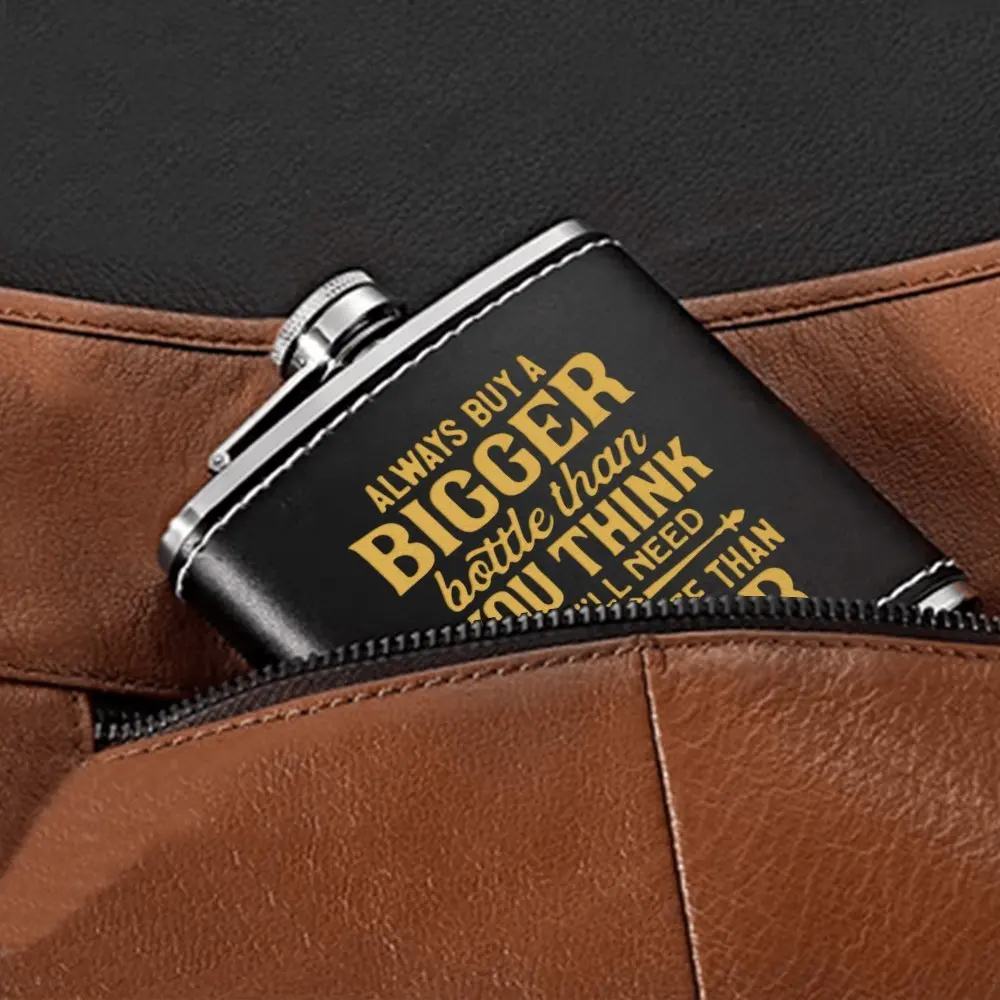 7온스 스테인리스 스틸 힙 플라스크 “Always Buy A...”, 남성 신랑 들러리를 위한 재미있는 선물, 누수 방지 휴대용 크리스마스 발렌타인데이 선물