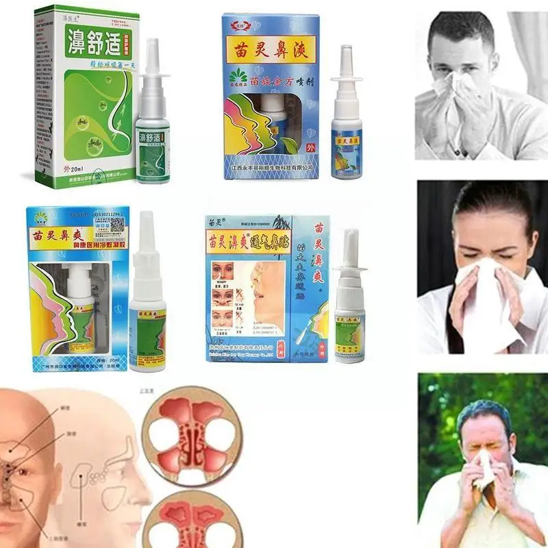 

20ml Herbal Rhinitis Sinusitis Spray Bi Shuang Ling Essence Miao Rhinitis Nationality Clean Herb Care Nose Treat Spray B1Y4