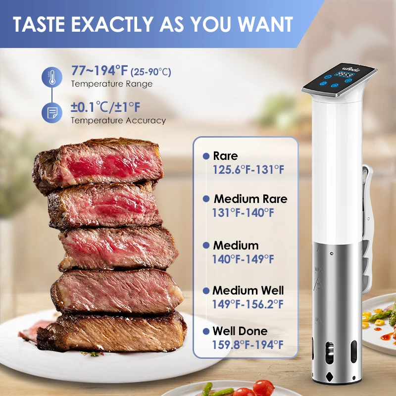 Wancle 1100W Vacuum Sous Vide Cooker IPX7 Waterproof Slow Cooker Immersion Circulator Accurate Cooking With LED Digital Display 2