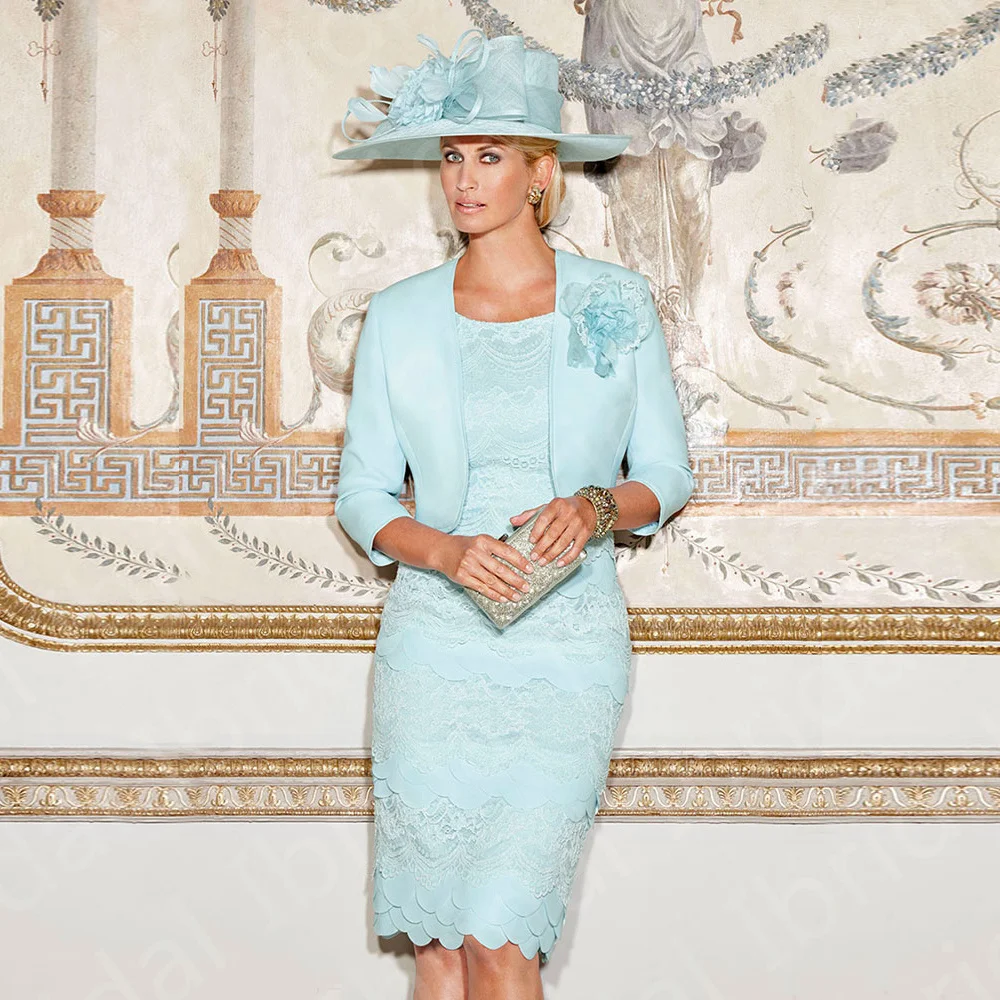 CharmingLatestBabyBlueMotheroftheBrideDresseswithJacket