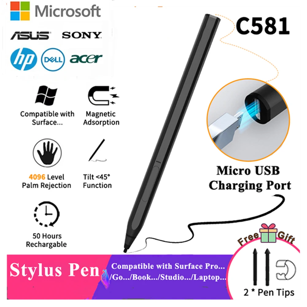 

Active Stylus For Asus Pen 2.0 SA203H Vivobook 13 Slate OLED (T3300) Rechargeable 4096 Pressure Sensitive MPP 2.0