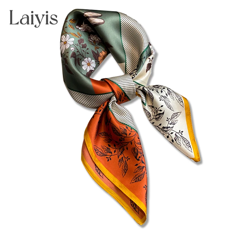 

Luxury Brand Square 100% Pure Silk Scarf Women Hijab Hair Band Shawls Wraps Headkerchief Female Foulard New Design Bandana 2022