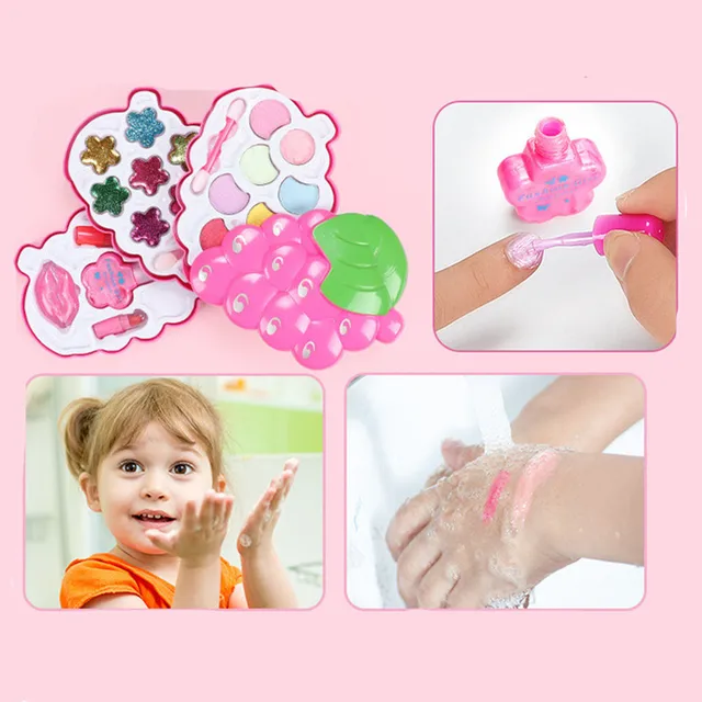 Safe Princess Girls Makeup Kids Cosmetics Make up Set Washable Beauty Makeup Box Baby Gift Toys for Girls Birthday Pretend Play 2