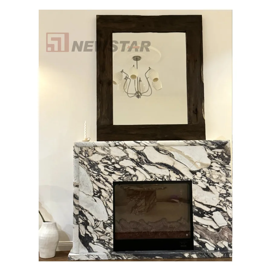 Christmas Fashion Hot Sale Home Decoration High Quality White Marble Standing Fireplace Mental Arched Surround Marble Fireplace