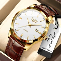 LIGE mode montre en cuir marron hommes sport militaire montres à Quartz pour hommes décontracté étanche chronographe Relogios Masculino 1