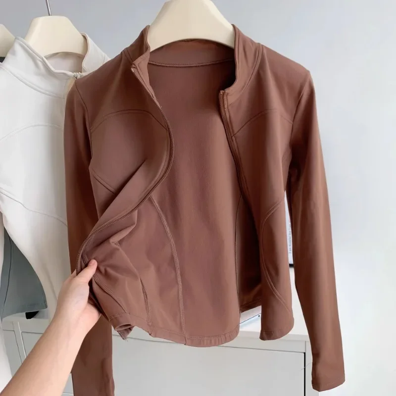 Women's Yoga Suit High-end Standing Collar Long Sleeved Sports Jacket Running Training Fitness Top Windproof Running Suit