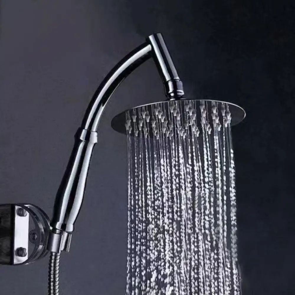 High Pressure Rainfall Shower Head Square Large Shower Head Extension Stainless Steel Curved Shower Extension