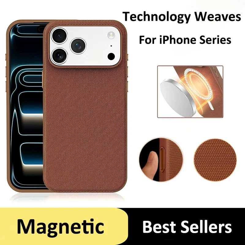 Luxury Magnetic Phone Case with Woven Fabric Back Cover