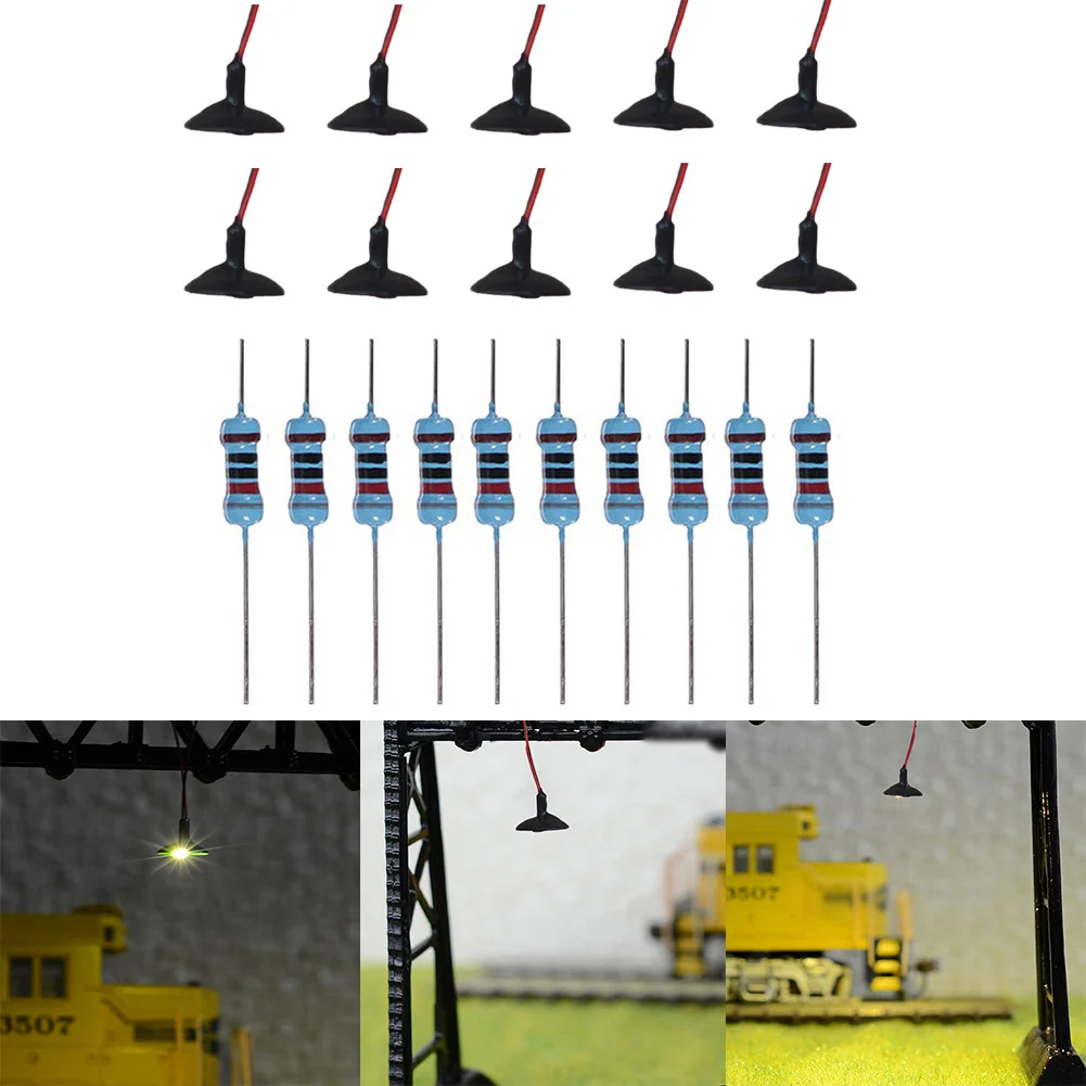 10Pcs OO / HO 규모 거리 브래킷 조명 모델 벽 램프 게시물 LED 천장 조명 회색 건물 페인트 라이트 하우스 정원 장식