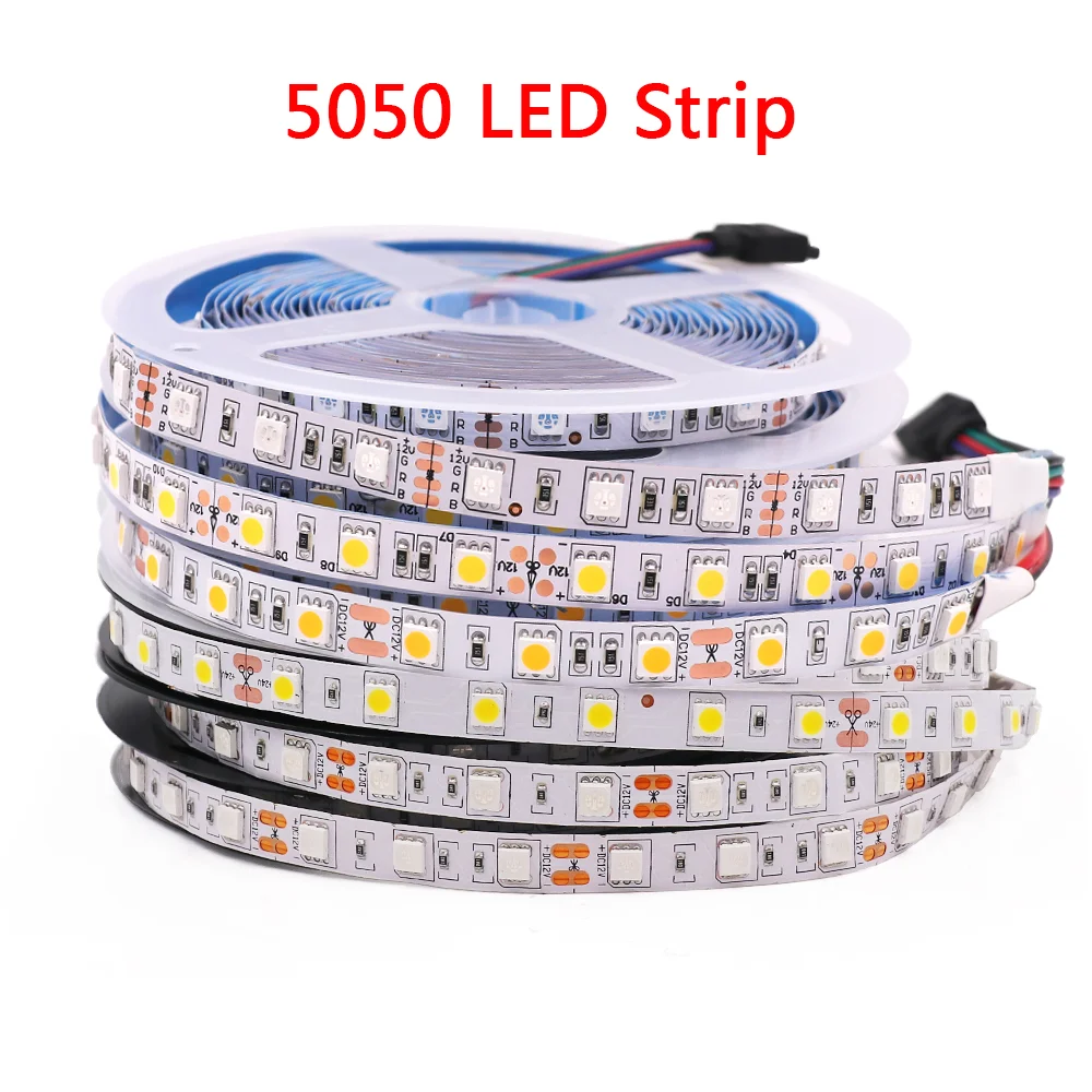 

5M LED Strip Neon Lights 5050 SMD 2835 Flexible RGB LED Tape DC12V 60/120LEDs/M Waterproof Ribbon luces led for Room Decoration