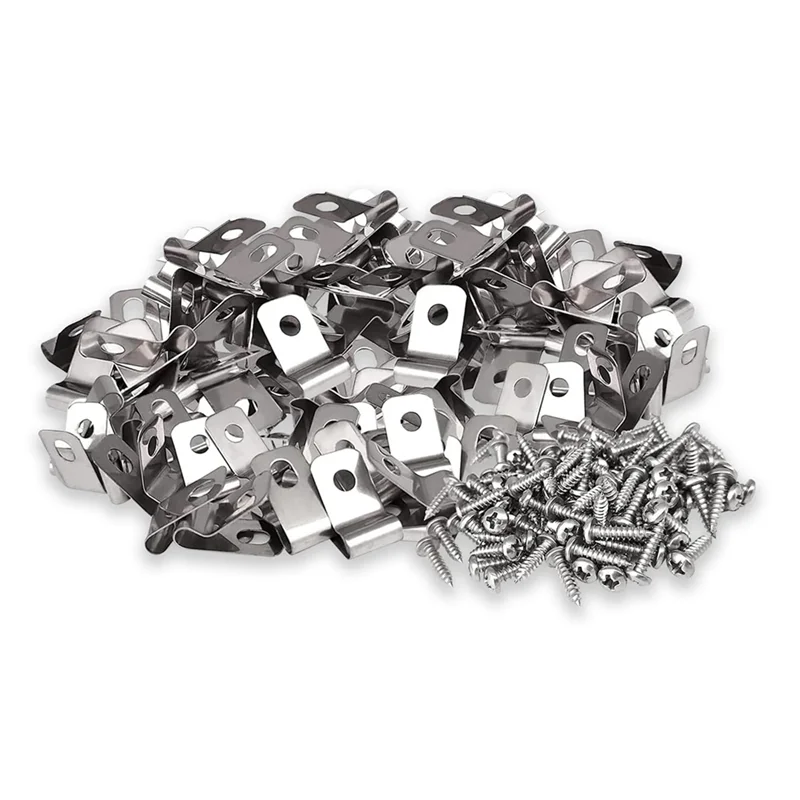 

Fence Wire Fence Clips Agricultural Fencing Mounting Clips, Stainless Steel Screw Wire Clamps With Screws (100Pcs)