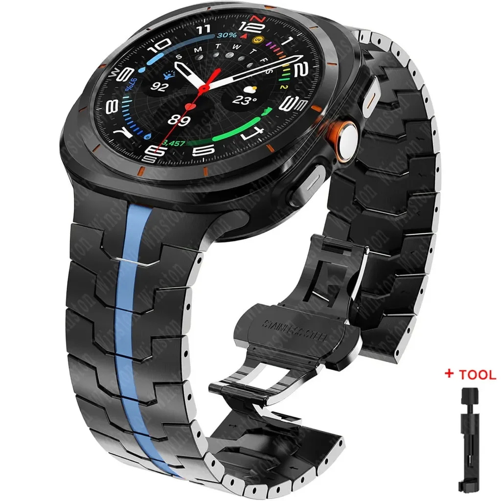 Heavy-Duty Armor Metal Watch Strap, Adjustable Stainless Steel Bracelet