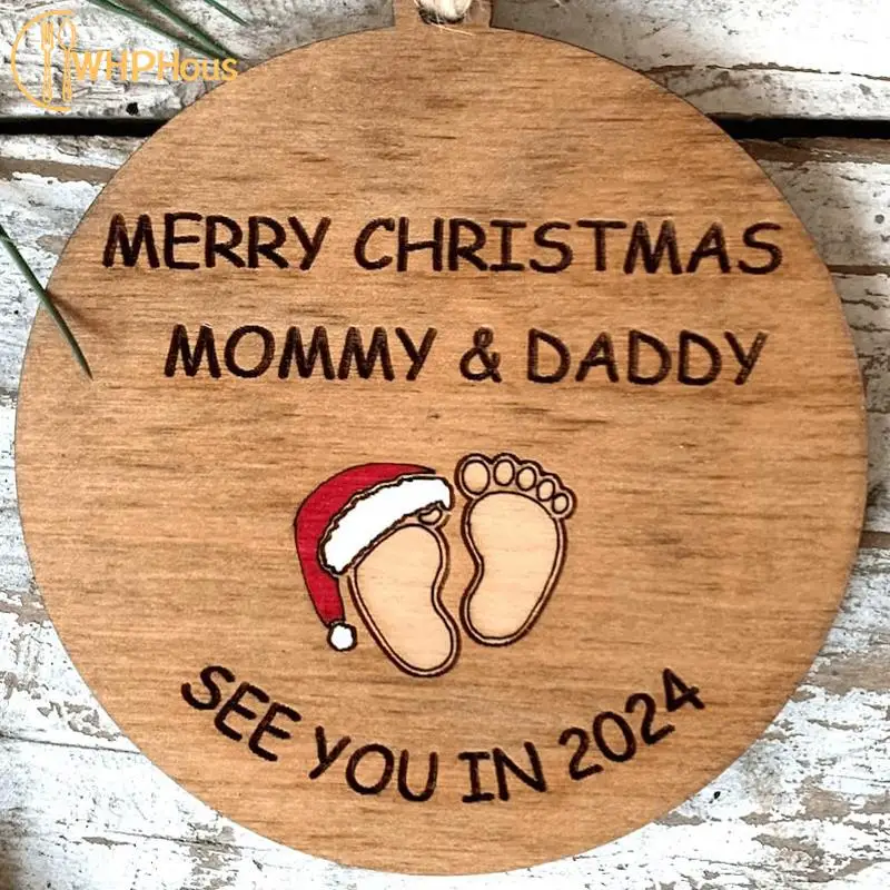 

See You In 2024 Christmas Tree Ornament,Pregnancy Ornament,Gifts For Expecting Parents,Merry Christmas Mommy And Daddy See You