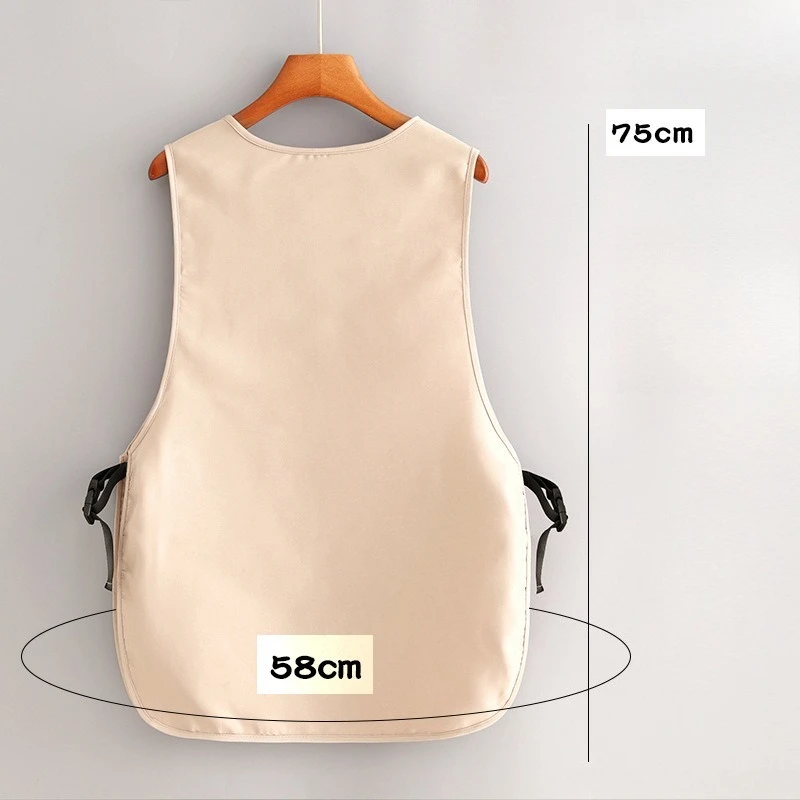 Durable Polyester Work Vest Apron for Women- Adjustable Kitchen Cooking Uniform with Customizable Printing Restaurant Waistcoat