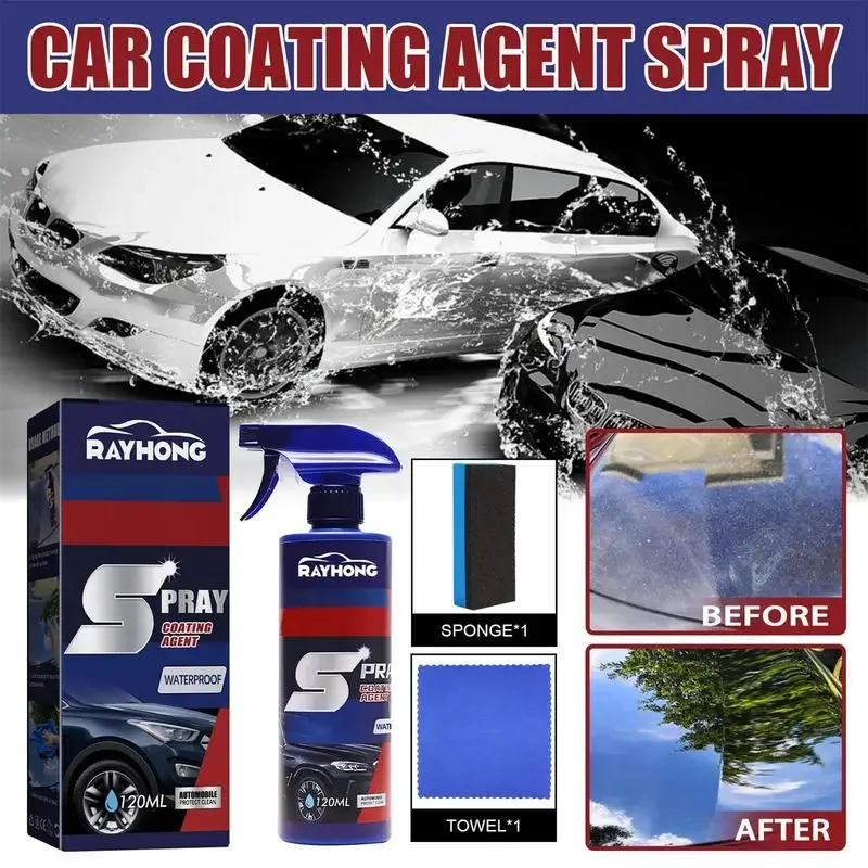 3 In 1 Quick Coating Spray Car Wash Ceramic Spray Waterless High Protection 120ml Car Shield Coating Car Paint Repair Wax Polish 5