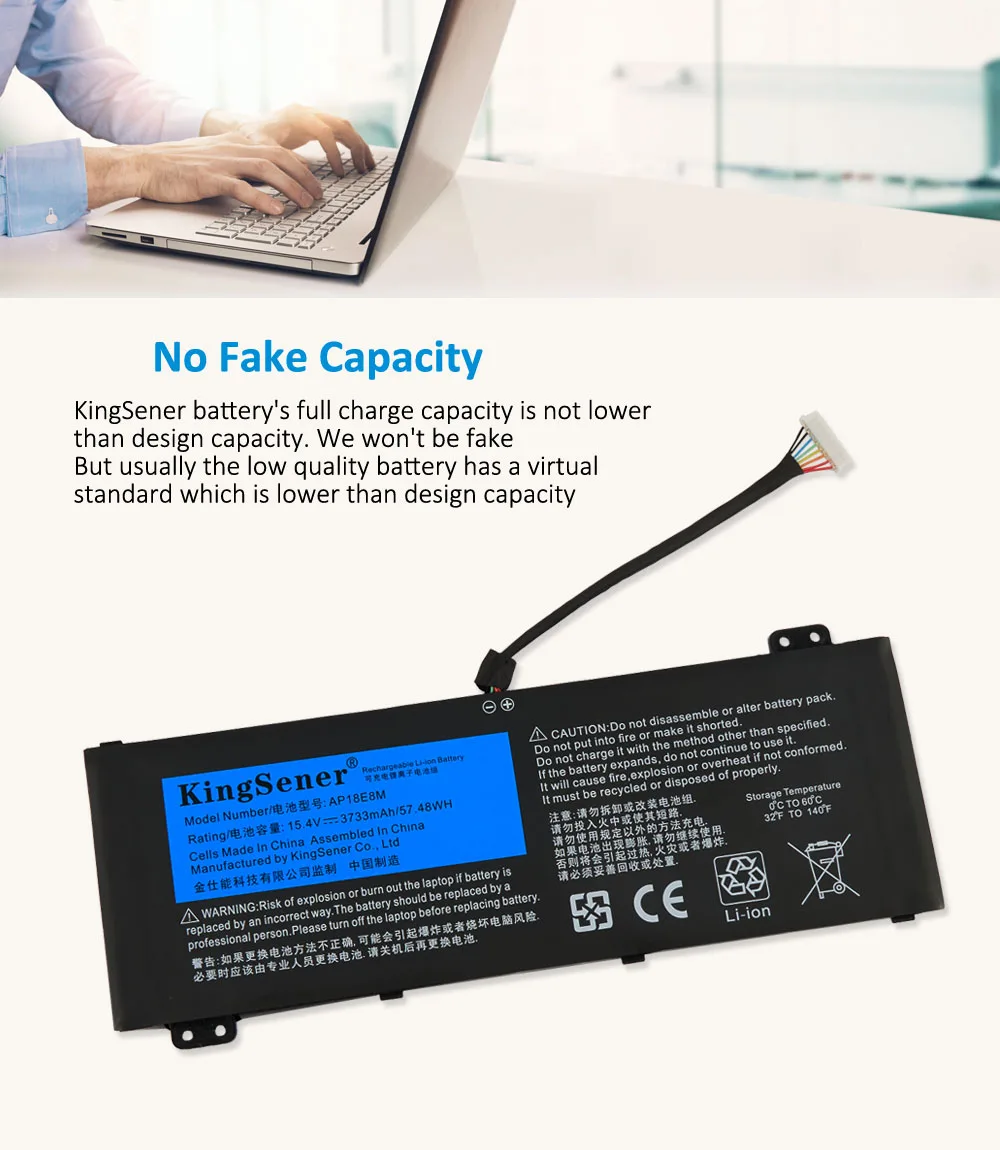 Bateria Portátil para Acer Nitro An51554 An515-55 An517-51 An715-51 Aspire A71574 A715-74g Series Ap18e7m Kingsener-ap18e8m - Imagem 2