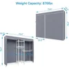 V6C Heavy Duty Covered Clothes Rack Portable Wardrobe Closet, 5 Tiers Wire Garment Rack White Metal Clothing Rack 5