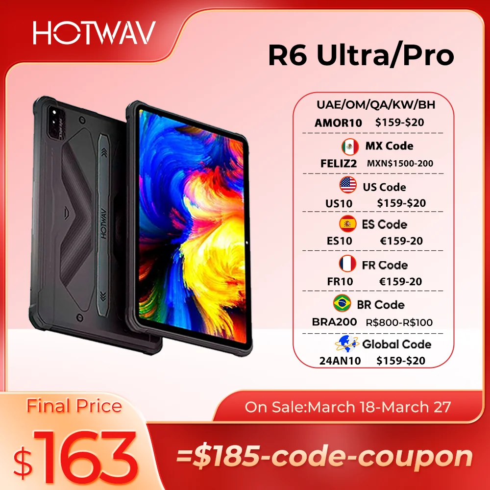 Global Version HOTWAV R6 Pro/R6 Ultra Tablet Android 15600mAh 10.1 HD+/10.4”FHD+ 8+128GB/8+256GB 16MP Camera Pad Tablets PC