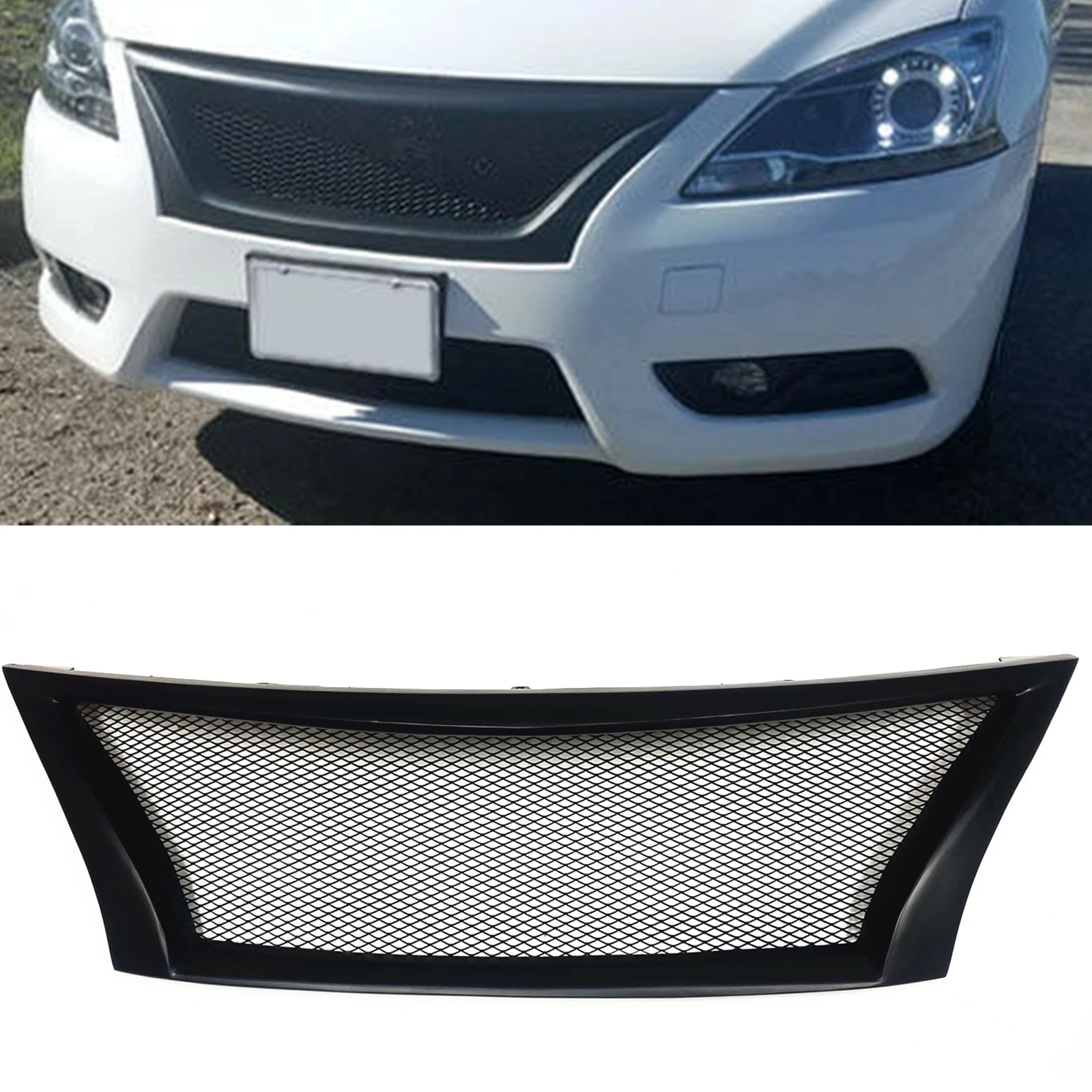 

Передняя решетка для Nissan Sentra 2013, 2014, 2015, в виде сот, верхний бампер, семейный корпус, комплект