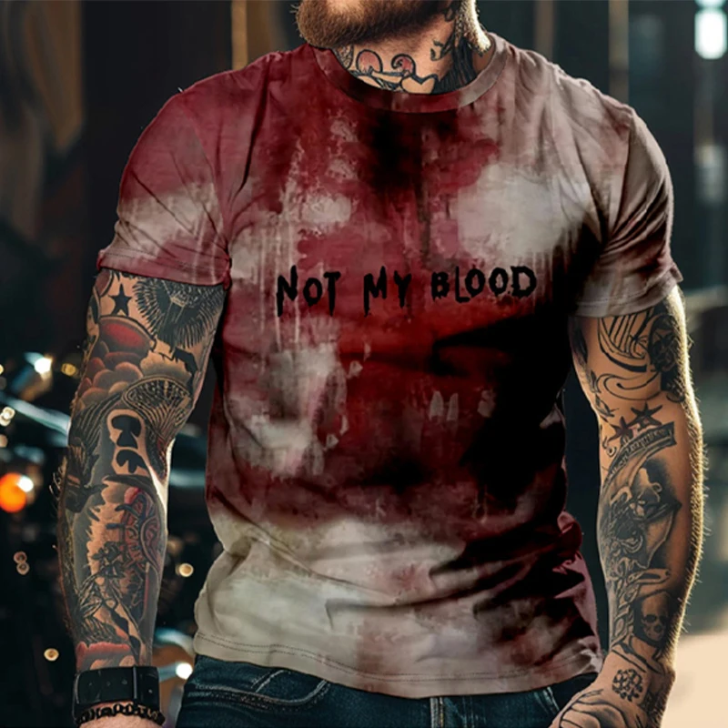Men's Blood 3D Print Short Sleeve T Shirt Oversized Tee