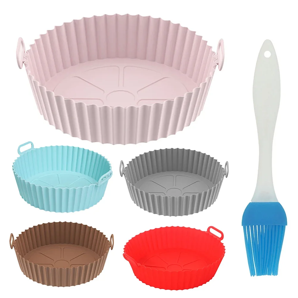 2Pcs Silicone Air Fryer Baking Tray Food Grade High Temperature Resistant and Easy to Clean Oven Mat Air Fryer Silicone Liners